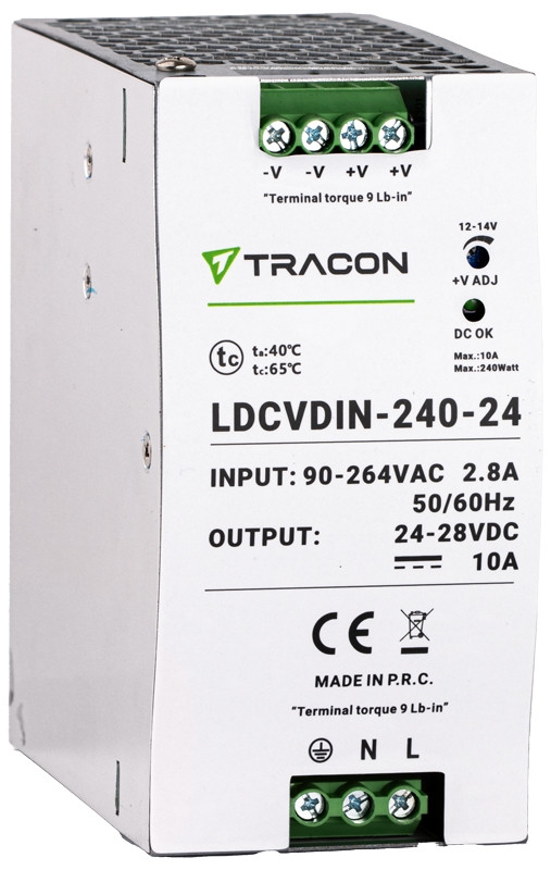 LED gonilnik/napajalnik, nastavljiv DC izhod, montaža na DIN 90-264VAC, 2,8A/DC24V, 10A/240W