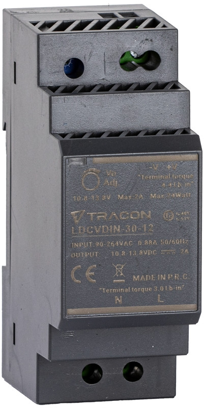 LED gonilnik/napajalnik, nastavljiv DC izhod, montaža na DIN 90-264VAC, 0,88A/DC12V, 2A/24W