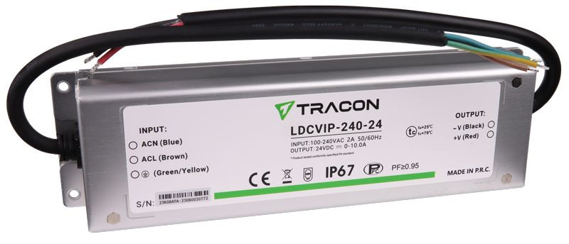Zaščiteni LED gonilnik/napajalnik-kovinsko ohišje 100-240VAC/24VDC,240W,0-10A, IP67