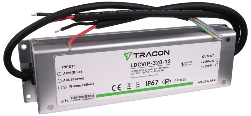 Zaščiteni LED gonilnik/napajalnik-kovinsko ohišje 90-264VAC/12VDC, 320W, 0-26.5A, IP67
