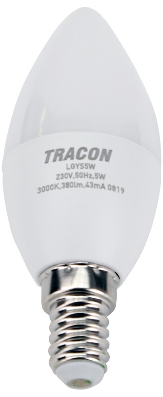 LED žarnica, sveča s čipom SAMSUNG 230V, 50Hz, 5W, 4000K, E14, 400lm, 180°, C37, EEI=A+