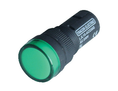 LED signalna svetilka, 16 mm, 230V DC, zelena