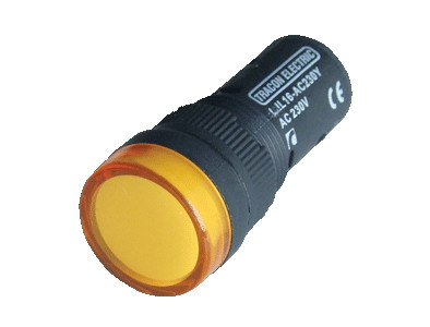 LED signalna svetilka, 16 mm, 230V DC, rumena