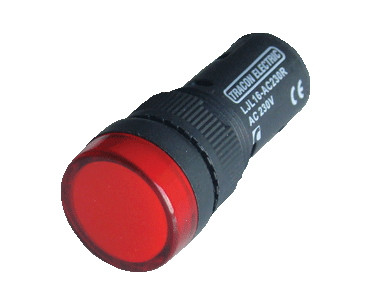 LED signalna svetilka, 16 mm, 12V AC/DC, temno rdeča