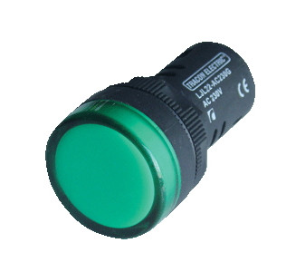 LED signalna svetilka z ohišjem 22mm, 230V AC, zelena