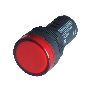 LED signalna svetilka z ohišjem, 22 mm, 400V AC, temno rdeča
