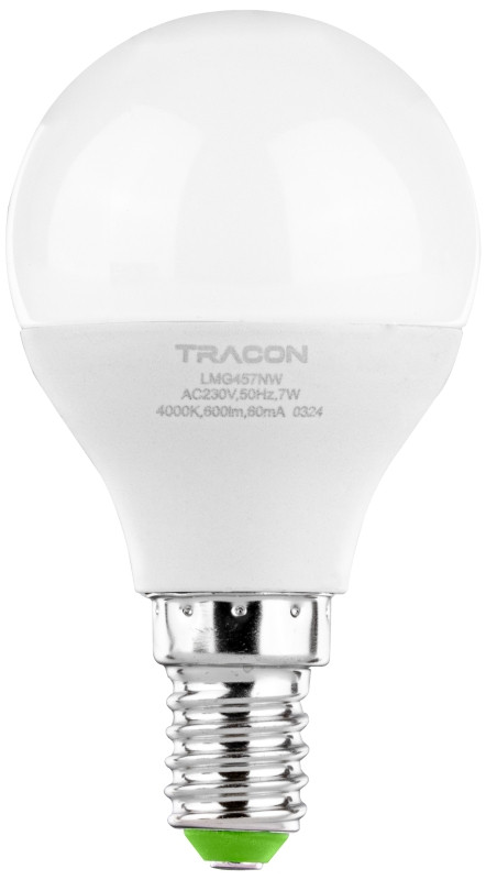 LED žarnica okrogla oblika 230 V, 50 Hz, E14, 7 W, 500 lm, 4000 K, EEI=F