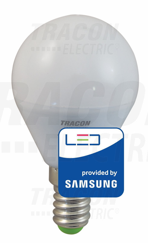 LED žarnica, bučka s čipom SAMSUNG 230V, 50Hz, 5W, 4000K, E14, 400 lm, 180°, G45, EEI=A+