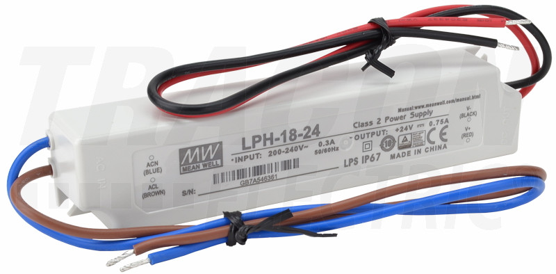 LED gonilnik/napajalnik 180-264 VAC / 24 VDC; 18 W; 0-0,75 A; IP67