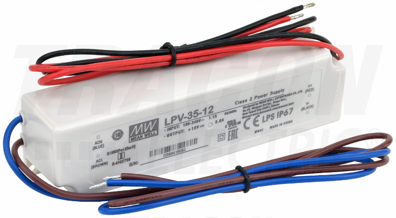 LED gonilnik/napajalnik 90-264 VAC / 12 VDC; 35 W; 0-3 A; IP67