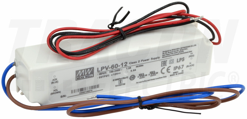 LED gonilnik/napajalnik 90-264 VAC / 12 VDC; 60 W; 0-5 A; IP67