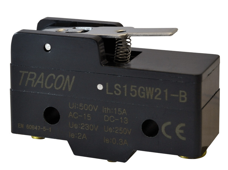 Pozicijsko stikalo, z vzmetno palico 1×CO, 15A/250V AC, 17mm, IP00