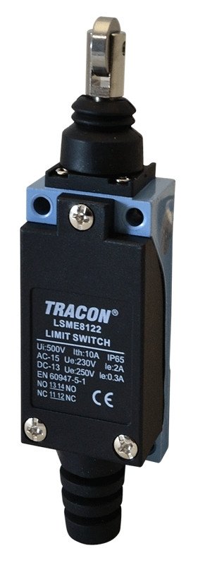 Pozicijsko stikalo, z odbojnikom in koleščkom 1xNO+1xNC, 5A/250V AC, 90°, IP54