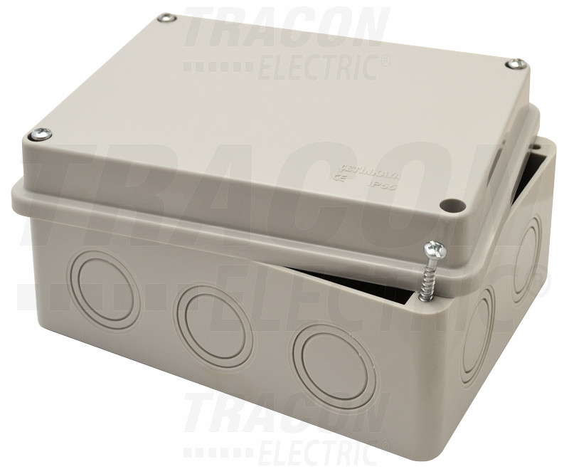 Elektro škatla, svetlo siva,s polnim pokrovom 150×110×70mm, IP54