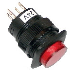 Mini signalno svetilno stikalo 1Z, 12V AC/DC rdeče