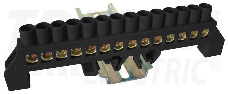 Izolirani ozemljitveni tir (N/PE), črni 230/400VAC, 100A, 8×12mm, 14P, IP20