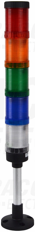 Barvno opozorilni stebriček, navpični (brez sirene) AC230V, 5 R,Y,G,B,W, IP65