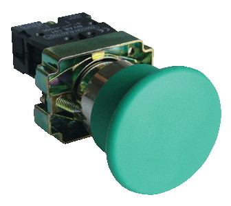 Tipka gobasta z ohišjem, zelena, 1×NO, 3A/400V AC, IP44, d=40mm