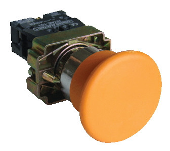 Tipka gobasta z ohišjem, rumena, 1×NO, 3A/400V AC, IP44, d=40mm