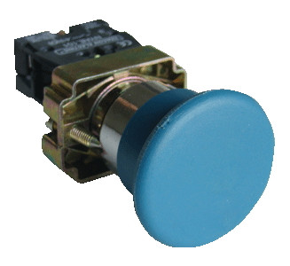 Tipka gobasta z ohišjem, modra, 1×NO, 3A/400V AC, IP44, d=40mm