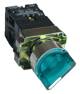Stikalo s svetlečim ročajem, zelena, z dvojno pozicijo, 1×NC+1×NO, 3A/400V AC, IP42