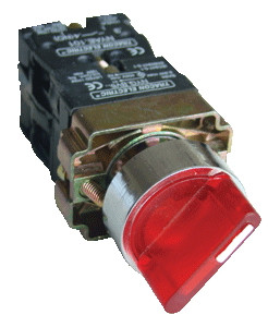 Stikalo s svetlečim ročajem, rdeča s trojno pozicijo, 1×NC+1×NO, 3A/400V AC, IP42