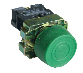Tipka z gumijasto zaščito, zelena, 1×NO, 3A/240V AC, IP42
