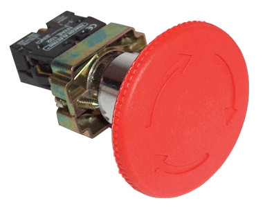 Alarmna gobasta tipka, vrtljiv odklep, 1×NC+1×NO, 3A/400V AC, IP42, d=40mm