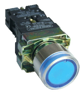 Svetilna tipka z ohišjem, modra, glim, 1×NO, 3A/400V AC, 230V, IP44