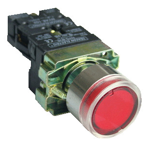 Svetilna tipka, rdeča, glim, 1×NC, 3A/400V AC, 230V, IP42