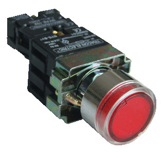 Svetilna tipka, rdeča, z dušilko, glim, 1×NC, 3A/230V AC, 130V, IP42