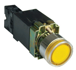 Svetilna tipka, rumena, s transformatorjem, glim, 1×NO, 3A/230V AC, 6V, IP42