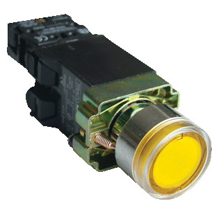 Svetilna tipka, rumena, s transformatorjem, glim, 1×NO, 3A/400V AC, 6V, IP42