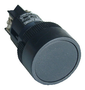 Plastična tipka, črna, 1V, 22mm, 400V/0,4A, IP42