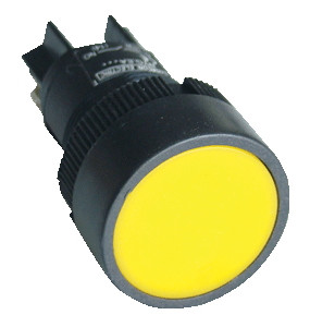 Plastična tipka z ohišjem, rumena 1Z 22mm, 400V/0,4A, IP44