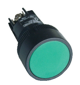 Plastično stikalo z ohišjem, zeleno, 1V, 22mm 400V/0,4A, IP44