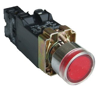 Svetilna tipka, rdeča, s transformatorjem, glim, 1×NC, 3A/400V AC, 6V, IP42