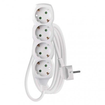 Podaljšek 3 m / 4 vtičnice / beli / PVC / 1 mm2