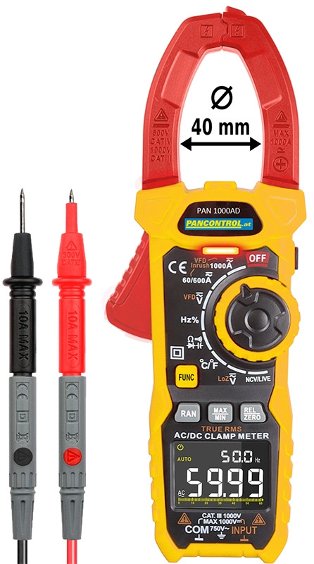 Digitalne tokovne klešče AC/DC True RMS ACV/DCV 600V, ACA/DCA 1000A, R, Hz, C, d=35mm
