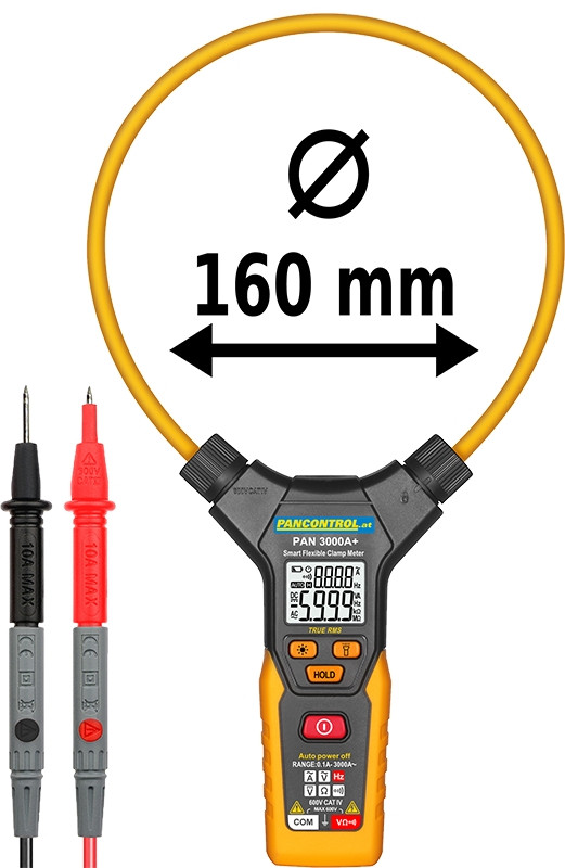 Digitalne tokovne klešče True RMS ACV/DCV 600V , ACA 3000A, R, Hz, C, d=75mm