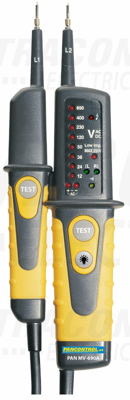 Preizkuševalec napetosti, 2P, LED prikaz., tester AVK 12-690V AC/DC