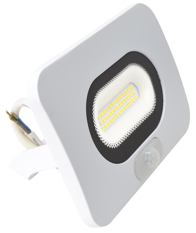 SMD LED reflektor s senzorjem gibanja, bel 30W, 4000K, IP65, 220-240V AC, 2700lm, 110°, 3-10m, EEI=F