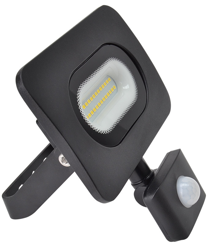 SMD LED reflektor s senzorjem gibanja, črni 220-240V,10W,4000K,IP65, 750lm,EEI=A,120°, 10s-7min, 3-10m