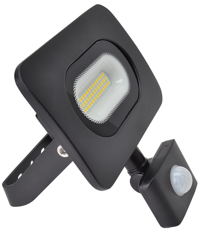 SMD LED reflektor s senzorjem gibanja, črn 220-240V, 20W, 4000K, IP65, 1500lm, EEI=G, 120°, 10s-7min, 3-10m
