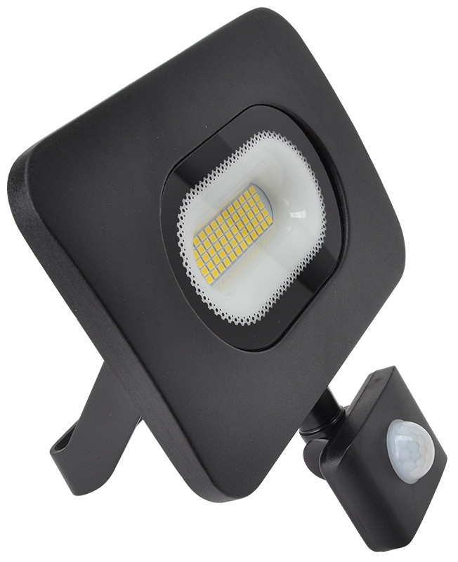 SMD LED reflektor s senzorjem gibanja, črn 220-240V, 30W, 4000K, IP65, 2700lm, EEI=F, 120°, 10s-7min, 3-10m
