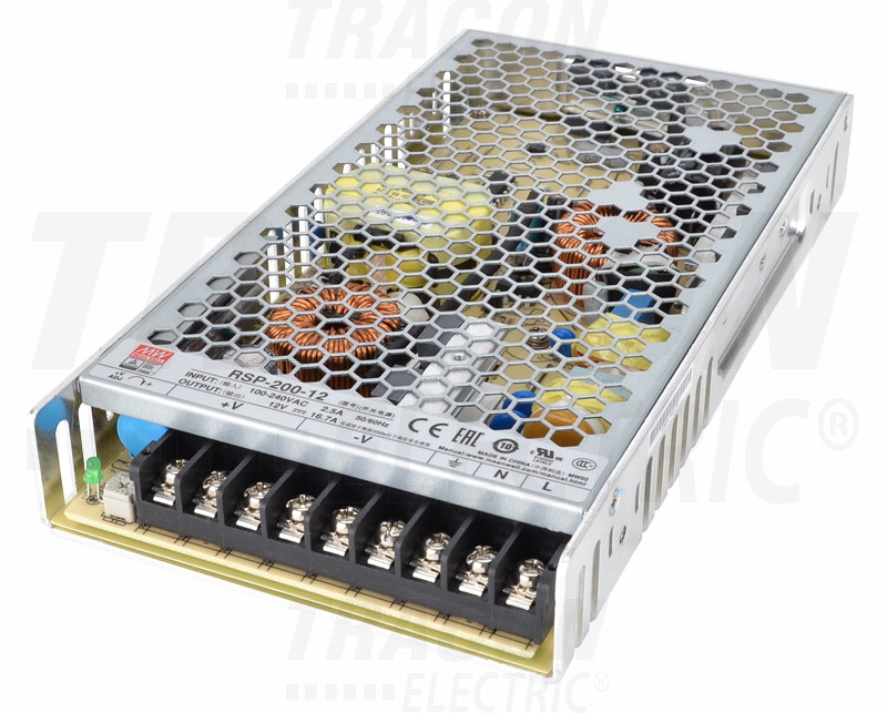 LED gonilnik/napajalnik, kovinski 85-264 VAC / 12 VDC; 200 W; 0-16,7 A; PFC