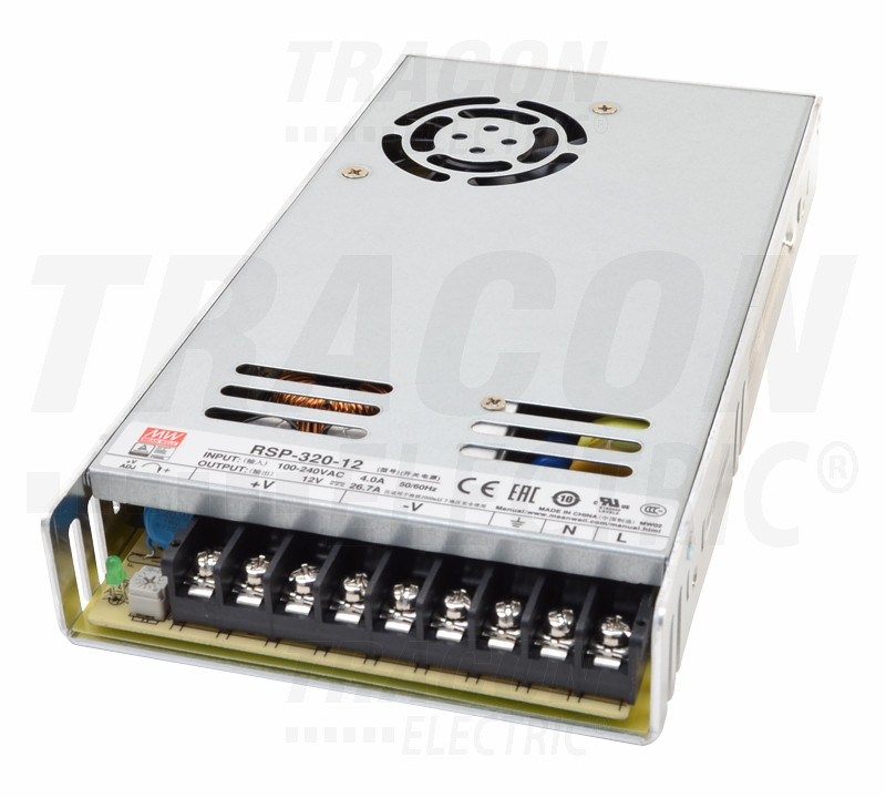 LED gonilnik/napajalnik, kovinski 85-264 VAC / 12 VDC; 320 W; 0-26,7 A; PFC