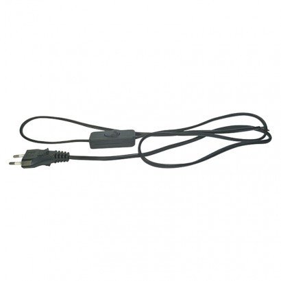 Priključna vrvica PVC 2×0,75mm s stikalom črna 2M