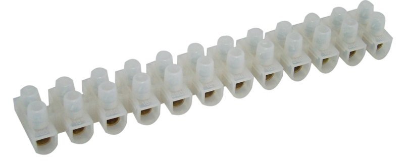 Dvoredna vrstna sponka s potisno ploščo, bela, PP, 12 členov, 6 mm2