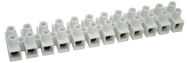 Dvoredna vrstna sponka 2,5 mm2, 16 A, "H", 12 členov, bela